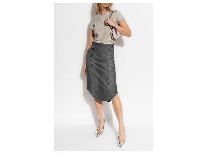 Falda midi gris O-TAVY Diesel de algodón - vista 2