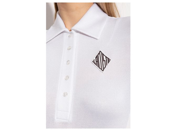 Polo Lacoste bianca con logo in viscosa - vista 5