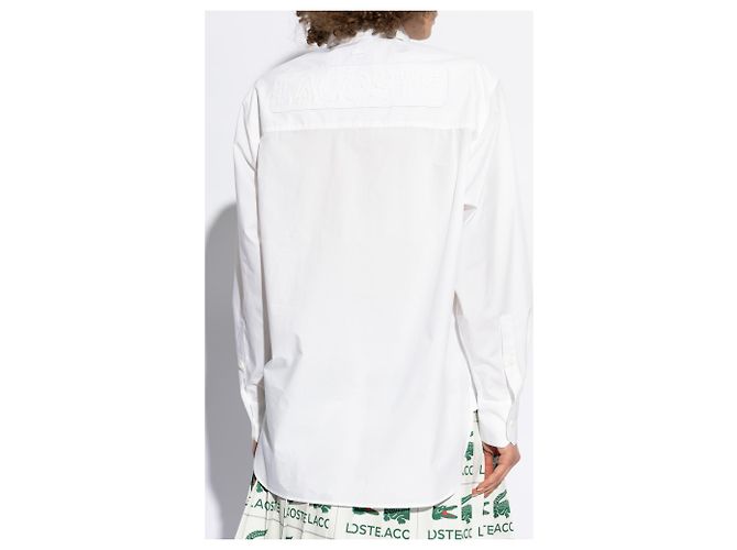 Camicia Lacoste x Lemarié in cotone bianca a maniche lunghe - vista 4