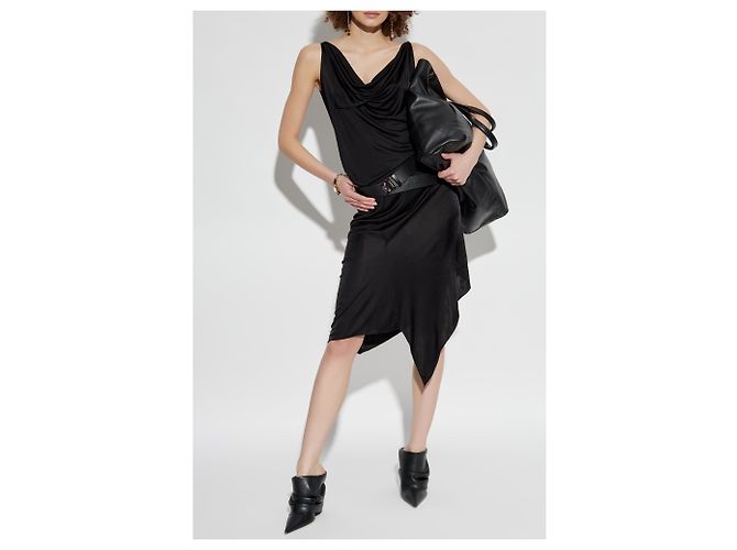 Dsquared2 Schwarzes Midi-Kleid mit Trägern aus Viskose - Ansicht 2