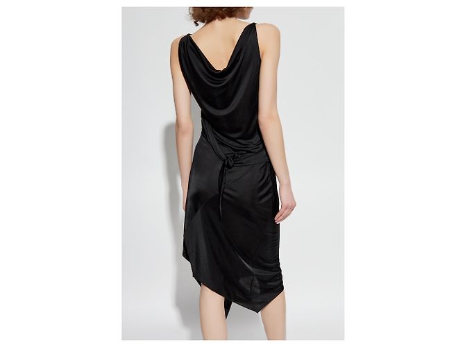 Dsquared2 Schwarzes Midi-Kleid mit Trägern aus Viskose - Ansicht 4