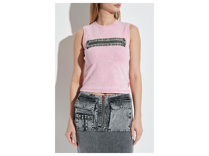 Top Diesel T-ARTED Rosa de Algodón Cropped - vista 3