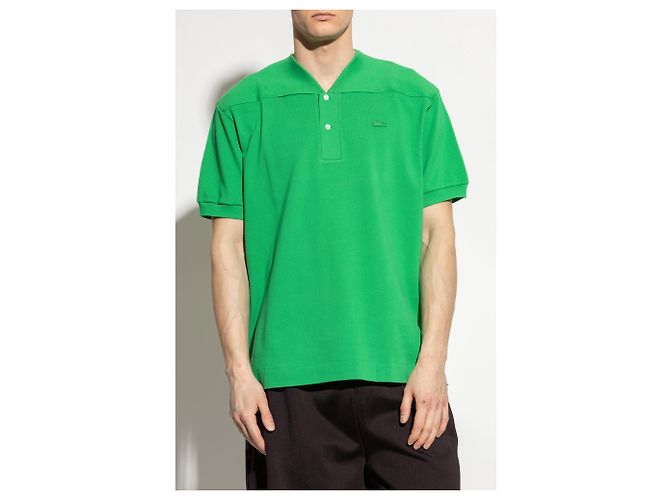 Polo Lacoste in cotone piqué verde - vista 3