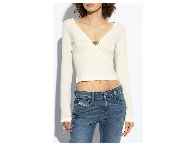 Diesel M-PIAFFY Wolle Top Creme Weiß - Ansicht 3
