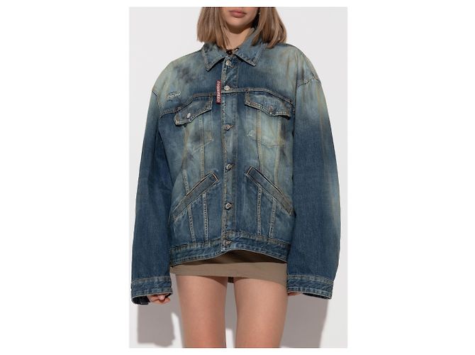 Chaqueta vaquera Dsquared2 azul efecto ombre algodón - vista 3