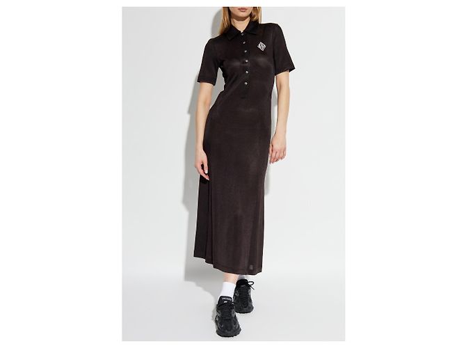 Vestido polo Lacoste marrom de viscose midi - vista 2