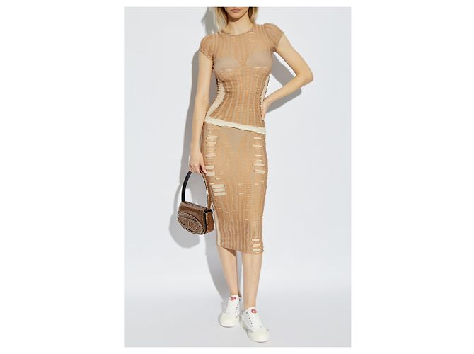 Falda midi M-CALINA Diesel beige de algodón - vista 2