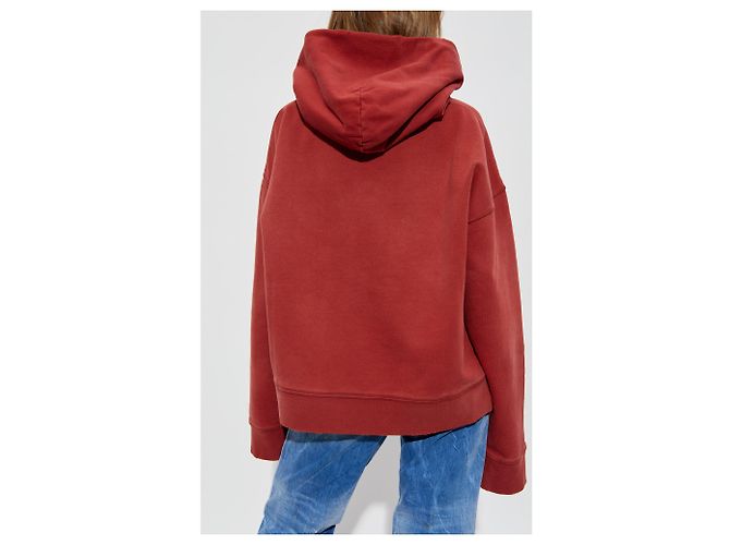 Felpa con cappuccio rossa Dsquared2 in cotone con logo - vista 4