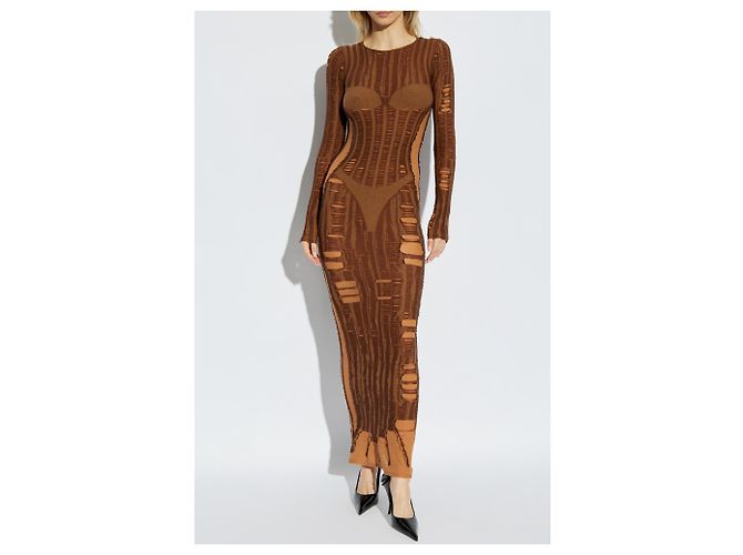 Vestido Diesel M-CALIMERA de algodón marrón - vista 3