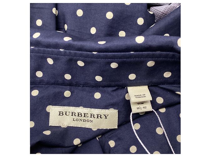 Burberry Polka Dot Shirt in Navy Blue Cotton - view 7