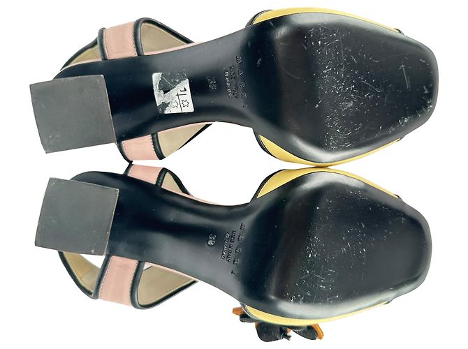 Marni Drawstring Block-Heel Sandal Heels in Multicolor Leather - view 12