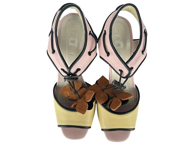Marni Drawstring Block-Heel Sandal Heels in Multicolor Leather - view 3