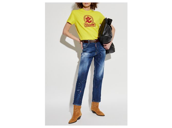 Jeans Boston Dsquared2 Blu Taglio Loose Boyfriend - vista 2