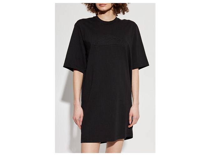 Dsquared2 Schwarzes Baumwollkleid mit Logo - Ansicht 3
