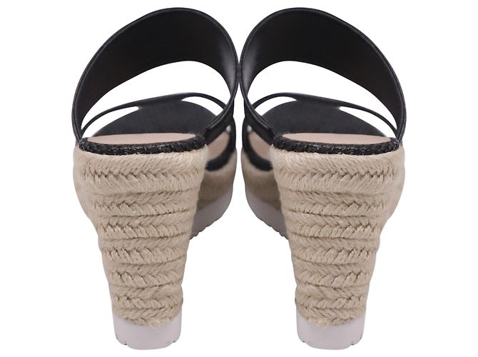 Sandales compensées Stuart Weitzman en raphia noir - vue 5