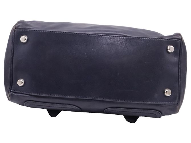 Marc Jacobs Multi-Pocket Satchel Schultertasche aus dunkelblauem Leder - Ansicht 6