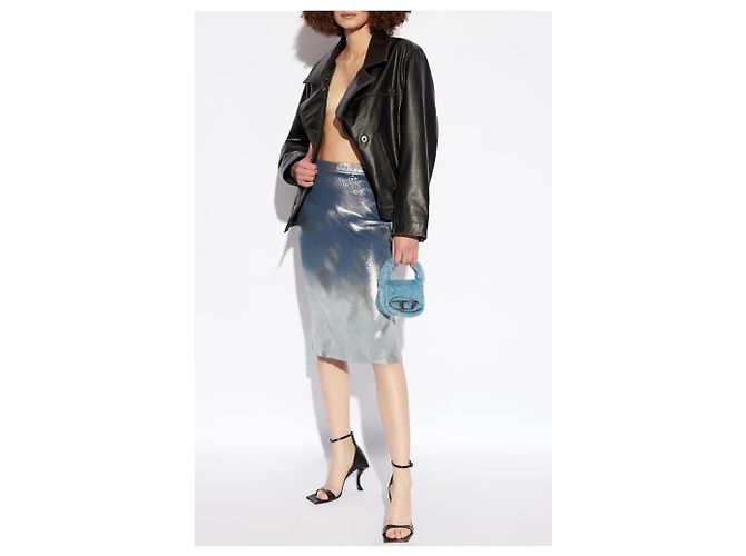 Falda Diesel M-ILAN azul marino y gris de algodón - vista 2