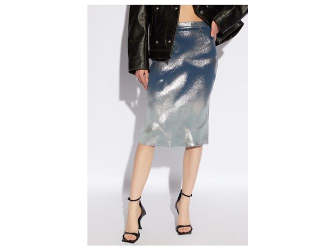 Falda Diesel M-ILAN azul marino y gris de algodón - vista 3