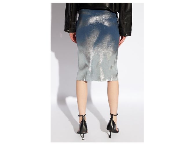 Falda Diesel M-ILAN azul marino y gris de algodón - vista 4