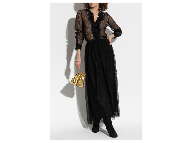 Camicia in pizzo Cecile nera Ulla Johnson - vista 2