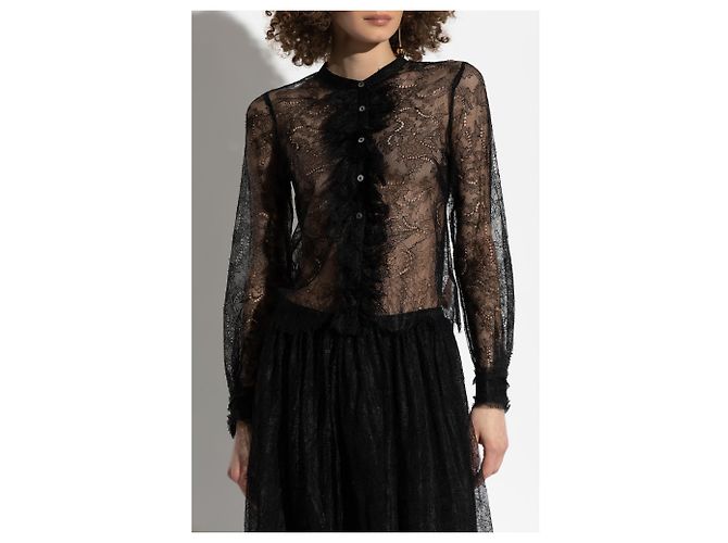 Camicia in pizzo Cecile nera Ulla Johnson - vista 3