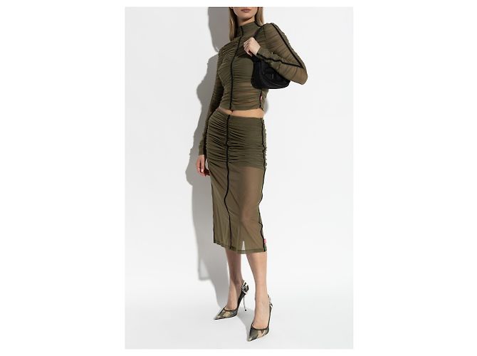 Falda midi Diesel O-IRA Verde Nailon - vista 2