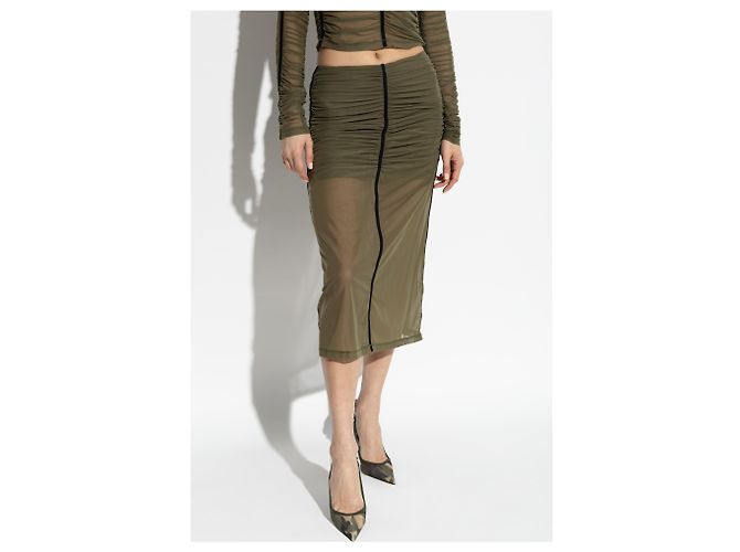 Falda midi Diesel O-IRA Verde Nailon - vista 3