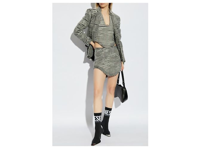 Diesel DE-PHONIX-FSG Blazer Grau Baumwolle Karo - Ansicht 2