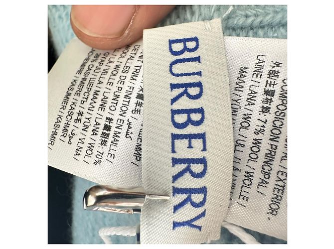 Burberry Equestrian Knight Design Oberteil aus hellblauer Wolle - Ansicht 4