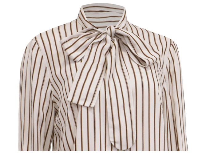 Blusa de rayas con cuello anudado Akris en viscosa blanca - vista 2