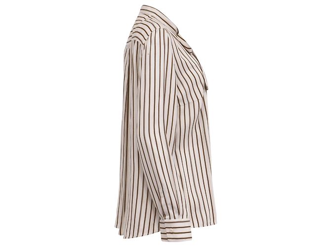 Blusa de rayas con cuello anudado Akris en viscosa blanca - vista 3