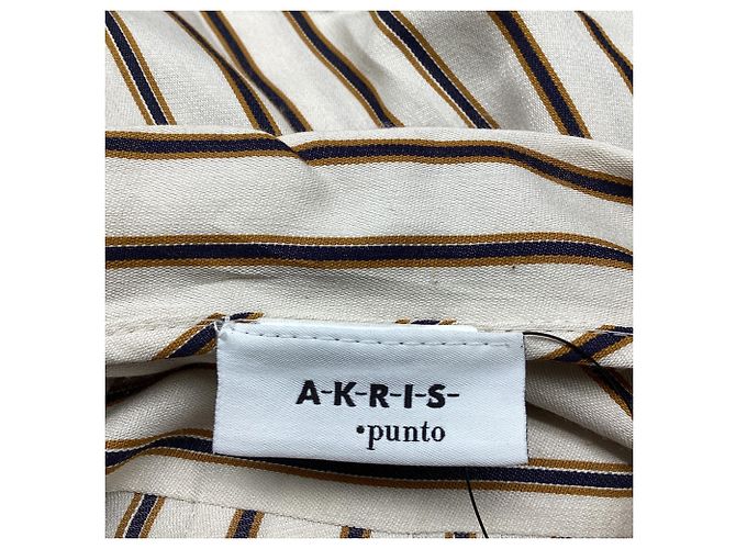 Blusa de rayas con cuello anudado Akris en viscosa blanca - vista 8
