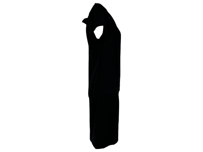 Vestido Midi com Decote em V Sandro em seda preta - vista 2