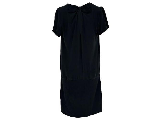 Vestido Midi com Decote em V Sandro em seda preta - vista 3
