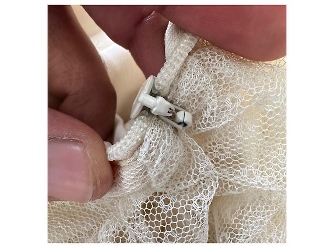 Vestido midi com camadas em tule e renda Needle & Thread em poliéster marfim - vista 5