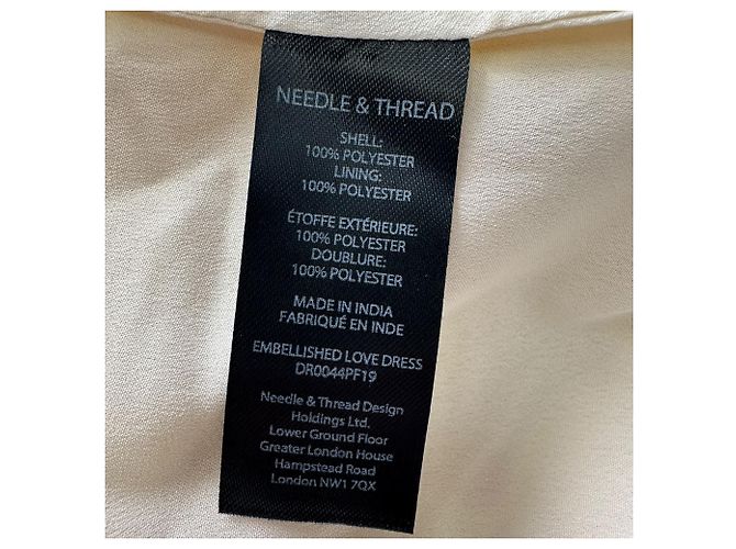 Vestido midi com camadas em tule e renda Needle & Thread em poliéster marfim - vista 8