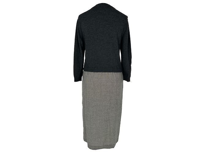 Abito Weekend Max Mara scollo a U lunghezza ginocchio in lana nera - vista 3