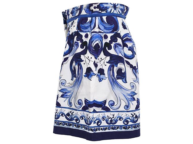 Calções Dolce & Gabbana com estampado Majolica em algodão azul - vista 2