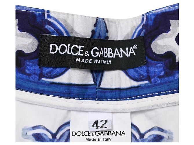 Calções Dolce & Gabbana com estampado Majolica em algodão azul - vista 4