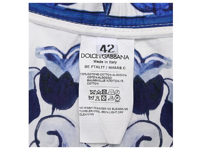 Calções Dolce & Gabbana com estampado Majolica em algodão azul - vista 5