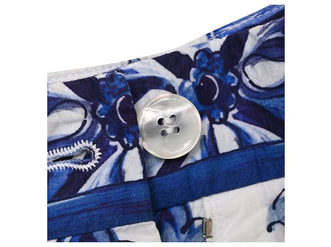 Calções Dolce & Gabbana com estampado Majolica em algodão azul - vista 7