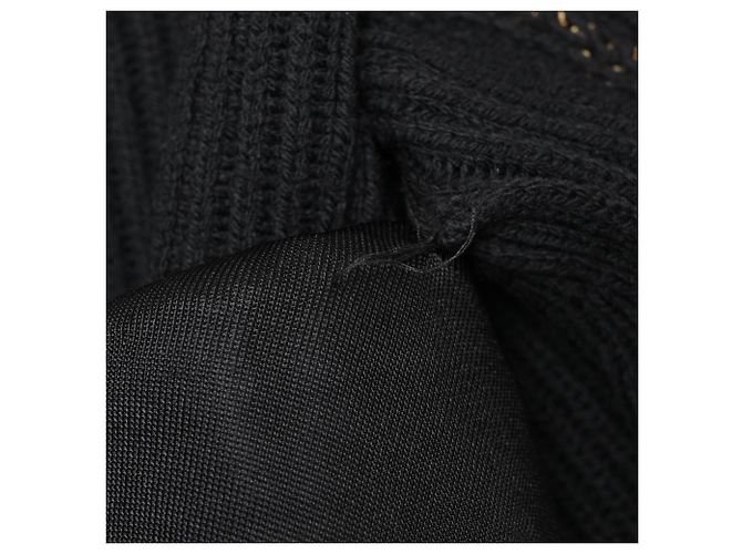 Balmain Rippstrick-Cardigan mit Ketten-Akzent aus schwarzer Wolle - Ansicht 12