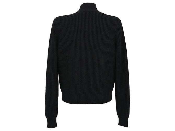 Balmain Rippstrick-Cardigan mit Ketten-Akzent aus schwarzer Wolle - Ansicht 3