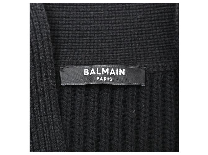 Balmain Rippstrick-Cardigan mit Ketten-Akzent aus schwarzer Wolle - Ansicht 5