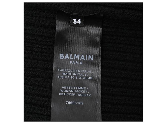 Balmain Rippstrick-Cardigan mit Ketten-Akzent aus schwarzer Wolle - Ansicht 6