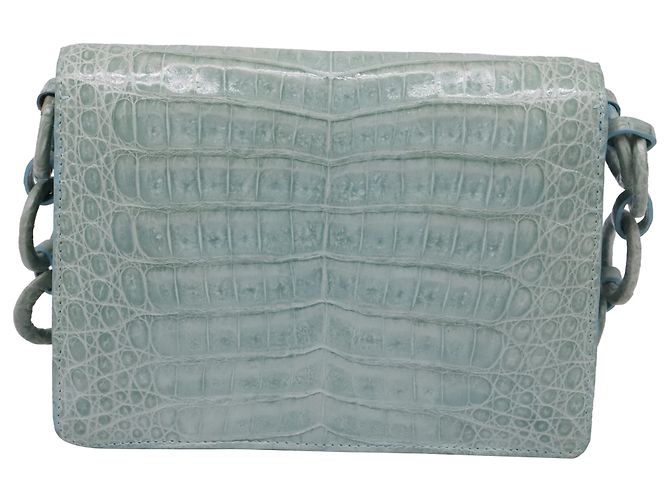 Autre Marque Borsa a tracolla Nancy Gonzalez Double Flap Cain in pelle di coccodrillo turchese - vista 4