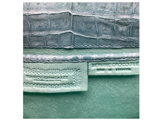 Autre Marque Borsa a tracolla Nancy Gonzalez Double Flap Cain in pelle di coccodrillo turchese - vista 8
