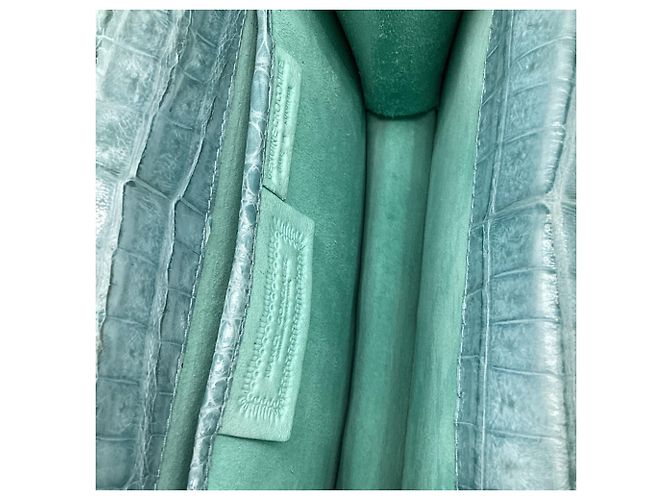 Autre Marque Borsa a tracolla Nancy Gonzalez Double Flap Cain in pelle di coccodrillo turchese - vista 9