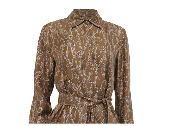 Vestido camisa midi Max Mara Cain-Printed en seda marrón - vista 2
