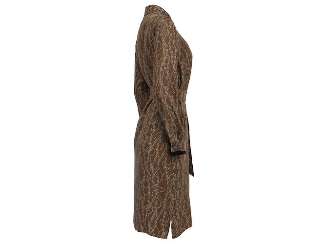 Vestido camisa midi Max Mara Cain-Printed en seda marrón - vista 3